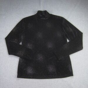 Hobby Horse Top Womens Medium Black‎ Glitter Long Sleeve Zip Back Velvet